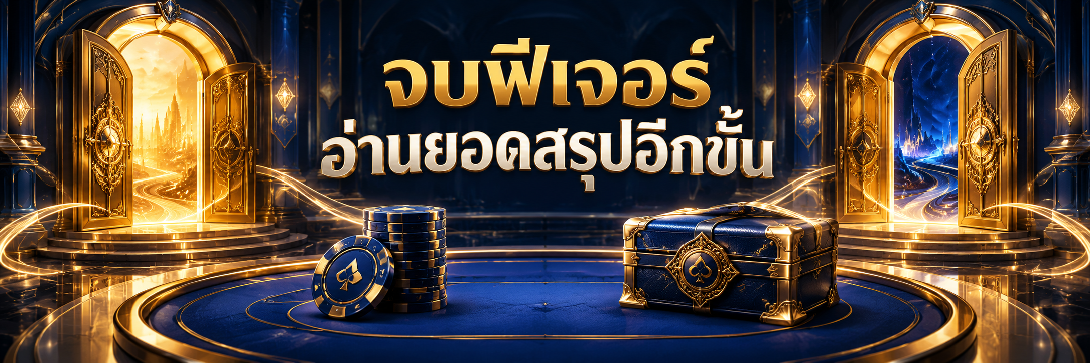ประตูทองสองทางกับชิปน้ำเงินและกล่องสะสมปิดผนึก